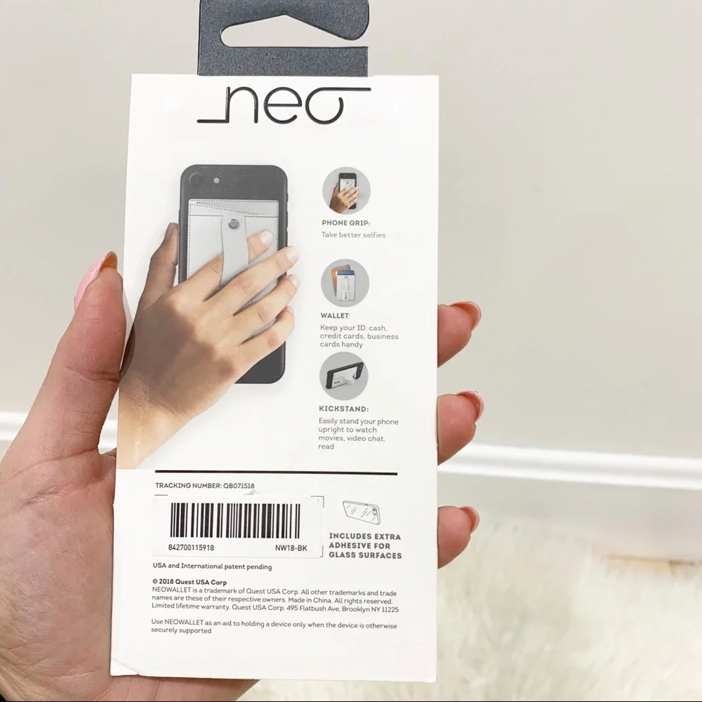 Neo Black universal phone wallet grip stand holder